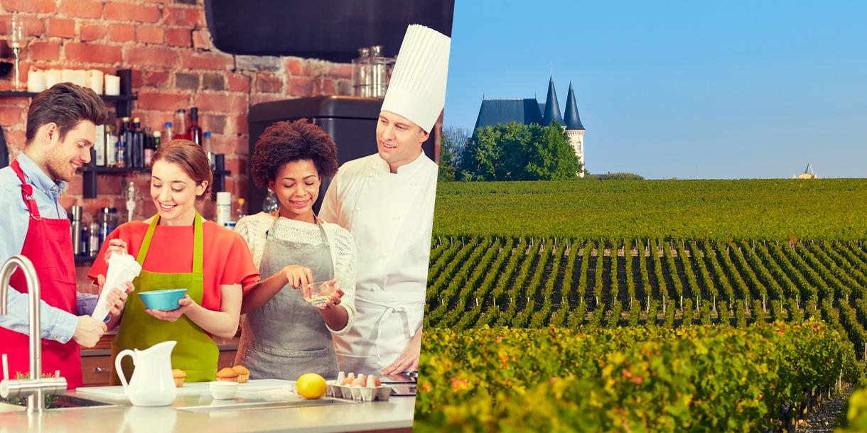 Private gastronomy and wine tasting tour in Bordeaux area with cooking class